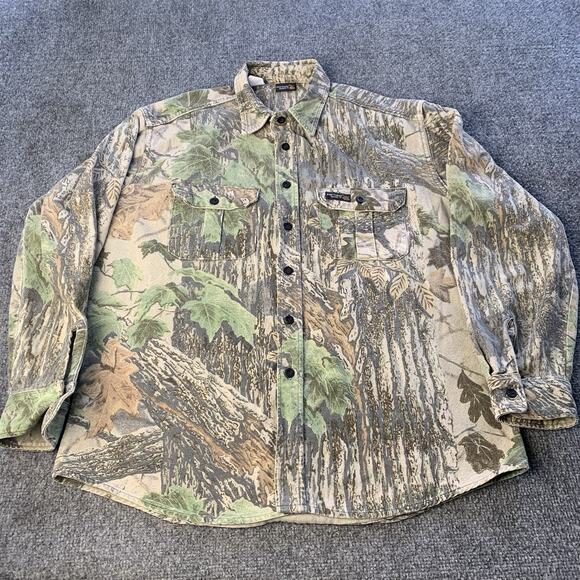 Vintage Rattlers Brand Camo Button Up Shirt Mens XL Realtree Chamois Flannel USA - Picture 1 of 13